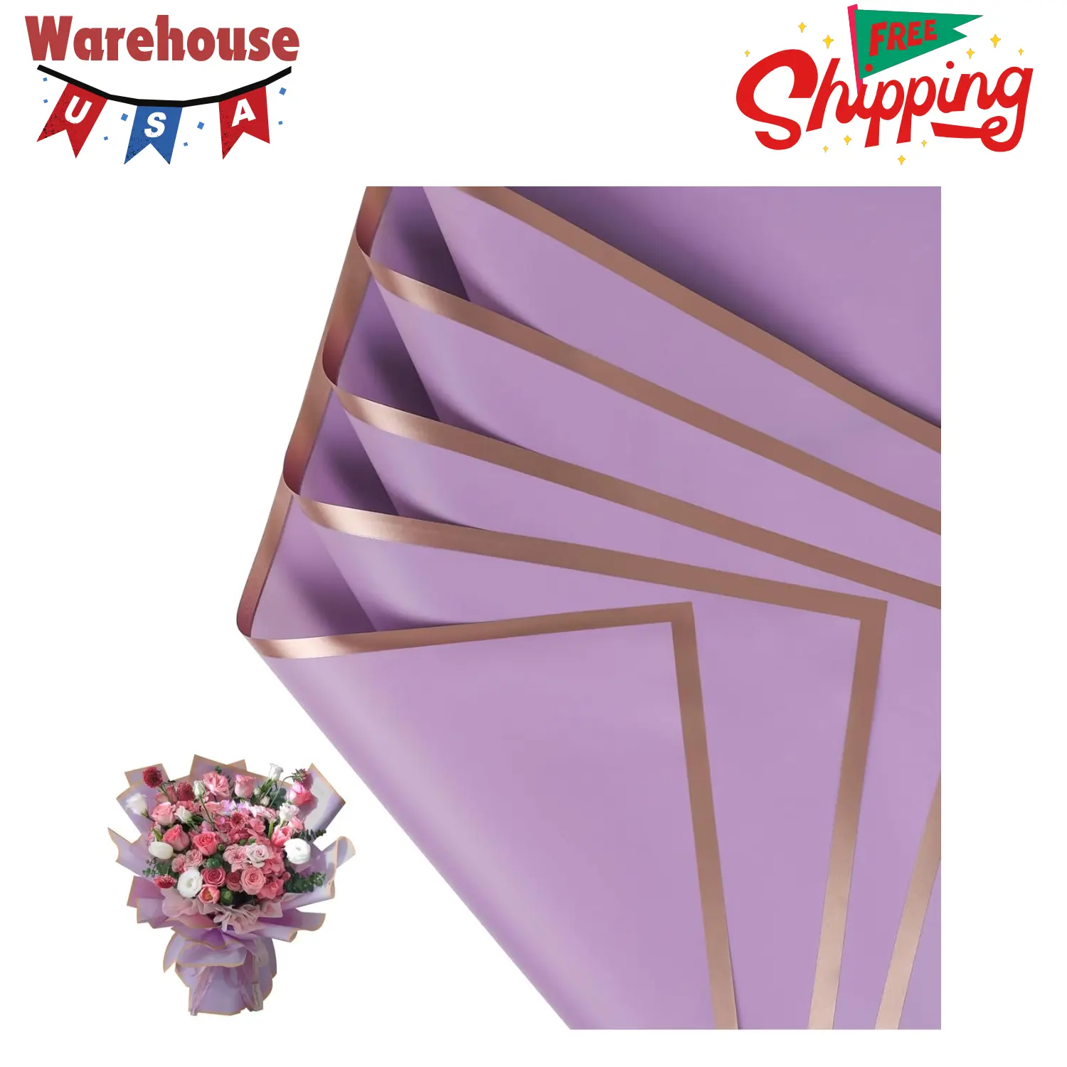 20 Sheet Flower Wrapping Paper (Light purple) 20 Sheet Flower Wrapping Paper (Light purple)