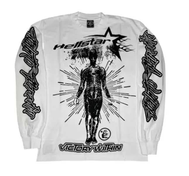 Hellstar Overseas Inner Star Long Sleeve T-Shirt, Graphic Streetwear Tee, Unisex Casual Shirt, Y2K Urban Fashion Top, Oversized Style, Everyday Streetwear Apparel