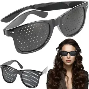 Unisex Pinhole Glasses Anti-Myopia Astigmatism Vision Improvement Strabismus Correction Fatigue Glasses Black Frame Perfect Gift