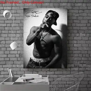 1 piece/set frameless canvas painting print poster, Popular hip-hop culture Characters realism art，Tupac Shakur ，a perfect gift for Rap Music loves, ideal gift for bedroom, living room, dorm hallway, kitchen, mural, wall decoration, room decor