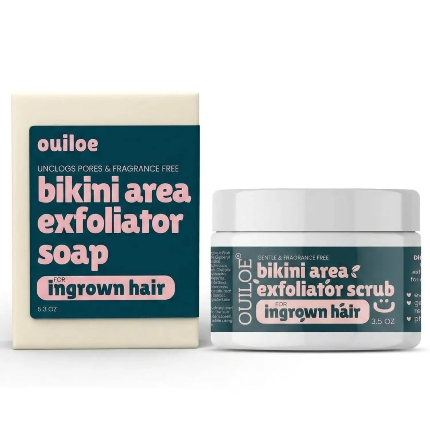 Bikini Scrub Exfoliator for Ingrown Hair, Razor Bumps - After Wax Exfoliant | After Wax Care for Sensitive Skin, Unscented, Non Comedogenic, Non Irritating, by Ouiloe