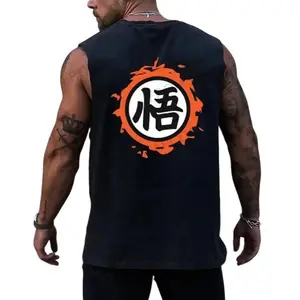 From Sparco Goku Symbol Tank Top - Black Anime Streetwear for Dragon Ball Z Fans - Breathable Cotton Spandex Blend - High Definition Sublimation Print - Sleeveless Design for Gym & Convenctions