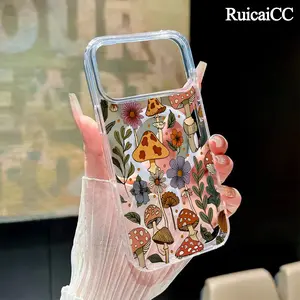 Cartoon Forest Mushroom Pattern Magnetic Phone Case for iPhone Samsung 17Pro Max Air 16 15Plus 14 13 12 11 Galaxy S26 S25 S24 S23 S22 FE Plus Ultra Transparent Acrylic Shockproof Bumper Cover