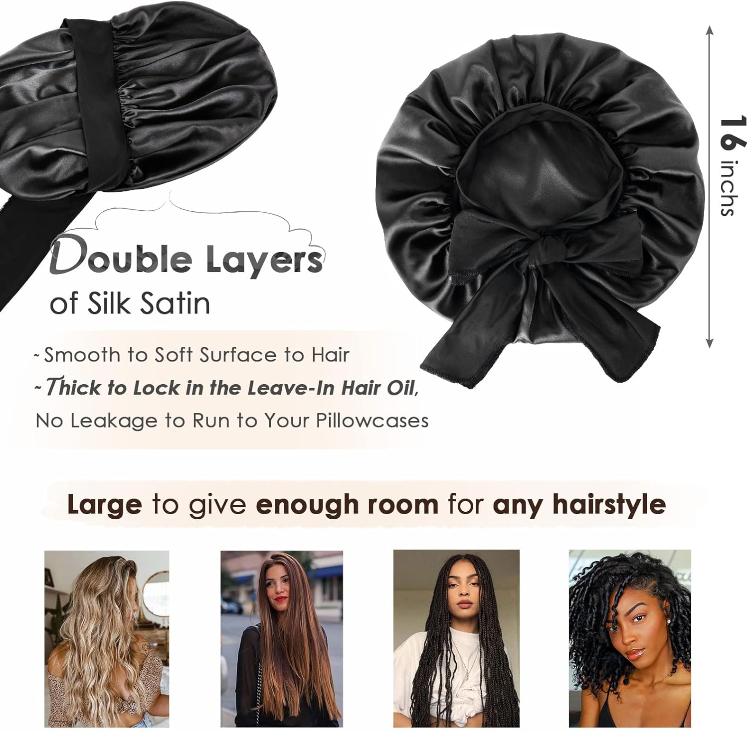 New Satin Sleeping Cap For Women Solid Wide Band Stretch Head Tie Silky Bonnet Edge Wrap Nightcap Hair Care Shower Head Cover