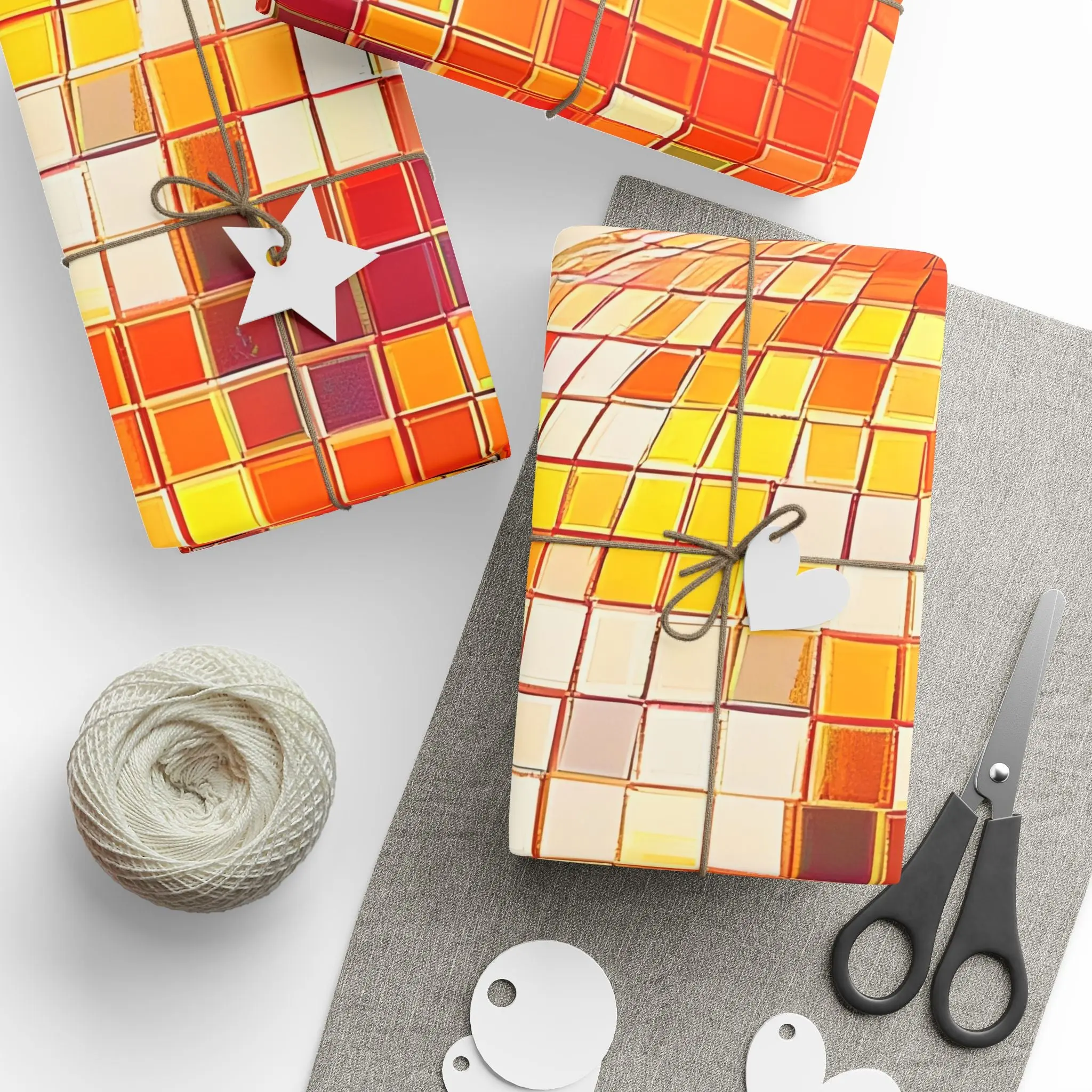 Disco Orange Wrapping Paper — Retro Mosaic Fruit Gift Wrap