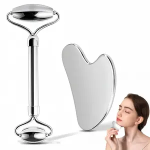 LMMAKE Stainless Steel Facial Roller & Gua Sha - 304 Food-grade Steel, Anti-aging, Smooth Skin, Daily Use, Suitable for All Skin Types, Ideal for Valentine's Day