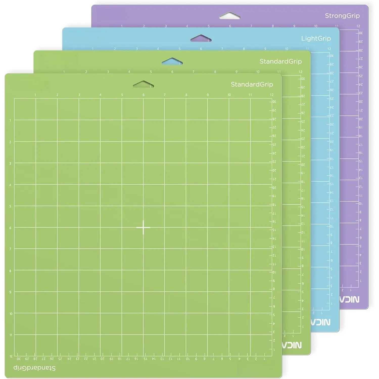 12x12 inch  Mat for Cricut Maker 3/Explore 3/Maker/Air /2/One (4pack-2x Standardgrip?Lightgrip?Stronggrip) Adhesive&Sticky Non-Slip Flexible Square Gridded Variety Cut Mats Set