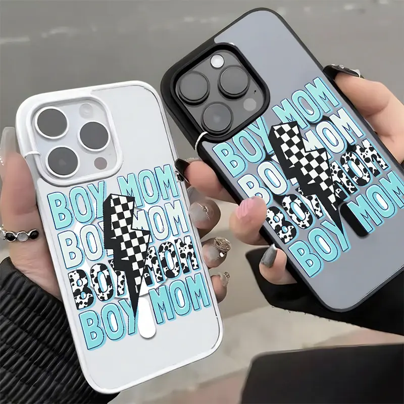 Boy Mom Phone Case, Trendy Mama Style for Samsung iPhone 17 16 15 14 13 12 11 Plus Pro Max.A17