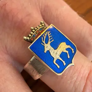 Sterling Silver Custom made Stag deer ring, wide band. Top is from a 1960s silversmith from Helsinki, Finland. One of a kind made to your ring size.