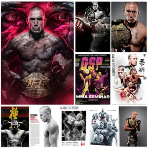 G-Georges S-St-Pierre "GSP" Poster Self-Adhesive Waterproof Art Sticker, Aesthetic Minimalist Wall Poster for Coffee Shop, Bar & Home Room Decor