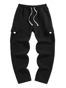 Men's Fleece Cargo Pants for Gym and Daily Wear, Lightweight Casual Joggers for Fall & Winter, Comfortable Fitted Sports Pants, Sports Jogging Wear