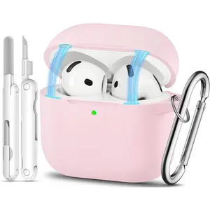 for AirPods 4 Case with Magnetic Cover, TNSNK Silicone AirPod 4 Case Cover Compatible with Apple Airpods 4th Gen 2024, Shockproof Protective Cases for Women Girly with Cleaner Kit and Keychain