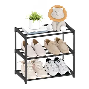 Three-tier ultra-small shoe rack (16.3 inches wide), narrow stackable design suitable for children, toddlers, and adults; lightweight shoe rack ideal for wardrobe storage, dorm organization, entryway/foyer at the front door.