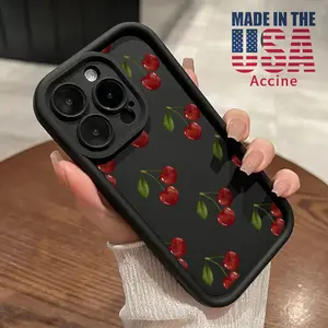 Soft Phone Case for iPhone 16 15 14 Pro Max 13 12 11 XR XS Plus E Stylish full screen cherries Pattern TPU Bumper Camera Lens Protection Rugged Durable Phone Cover