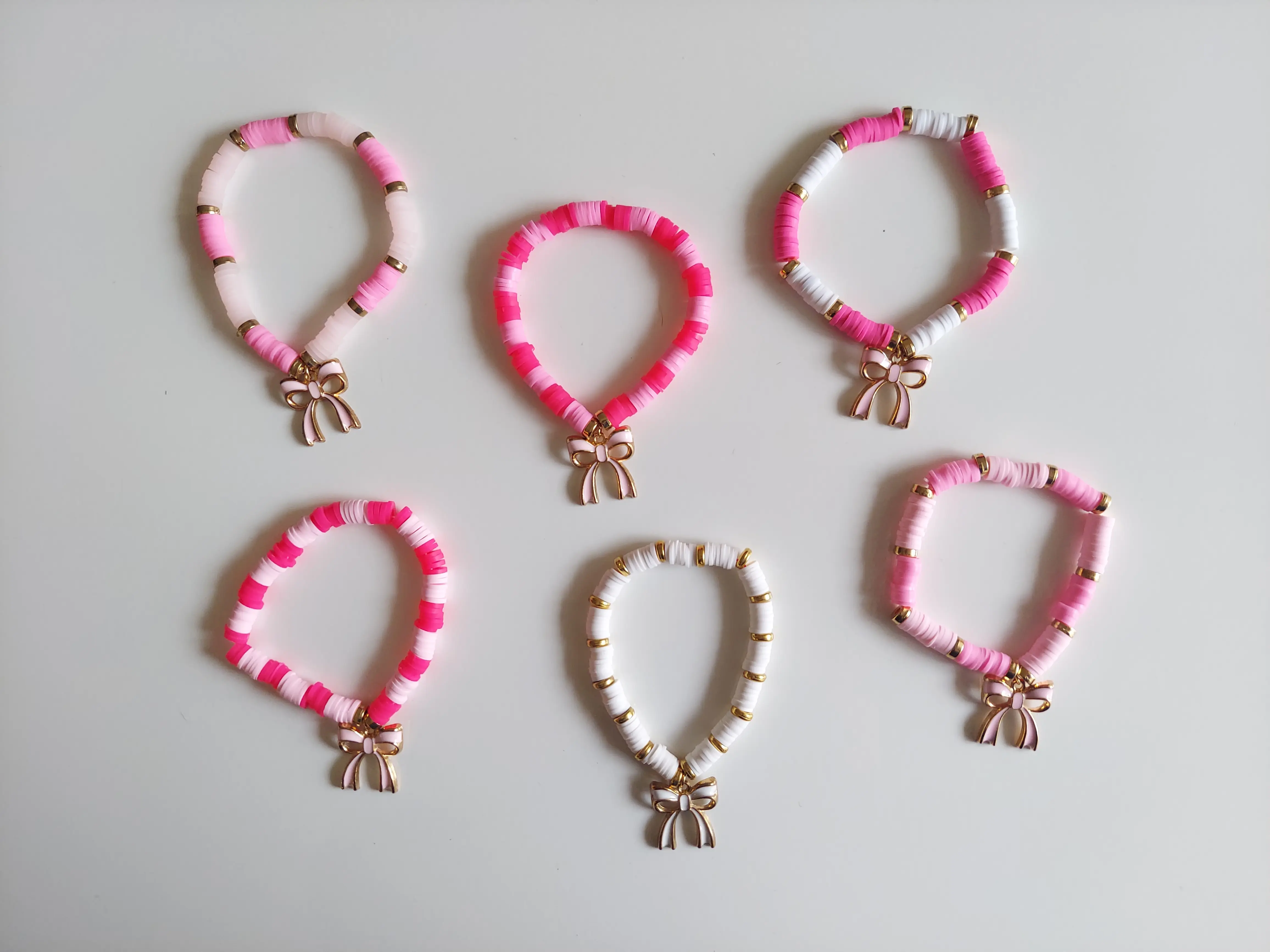 Preppy Bow Bracelet Dainty Charm Jewelry Coquette Aesthetic Trendy Girly Bracelet Cute Gift for Women and Teens Handmade Jewelry