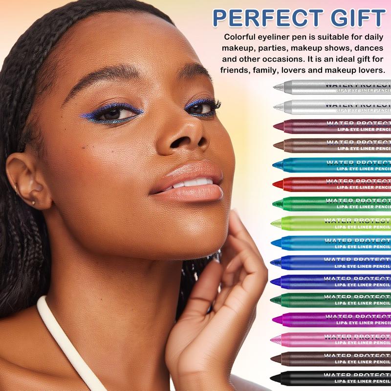 QIUFSSE 16 Color Vibrant Eye Liner Pencil Set for Creative Makeup, Highly Pigmented, Water-Resistant, Long Wearing & Smooth Application