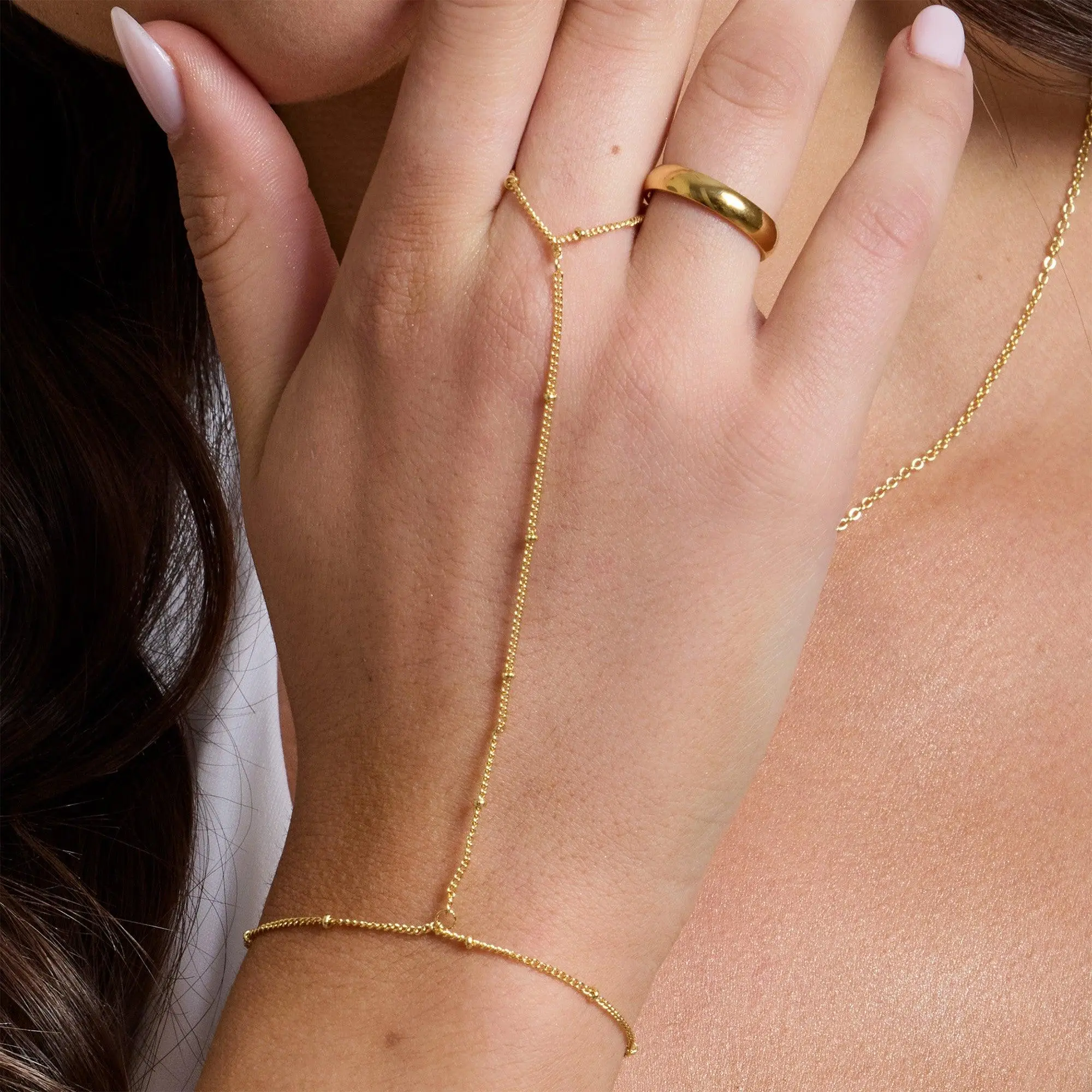 EVRY JEWELS Gold or Silver Plated Women's Corfu Hand Chain