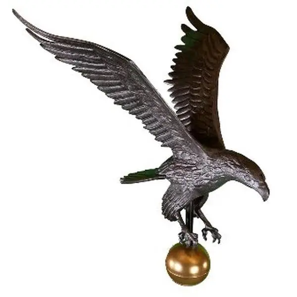 212 MAIN Large Eagle Flagpole Topper, 18-Inch Handcrafted Cast Aluminum Artwork with Swedish Iron Finish, 16-Inch Wingspan Outdoor Decor, Home Decor, Handmade, Statue, Rust Free, Eagle Topper, Sculpture, Ornaments