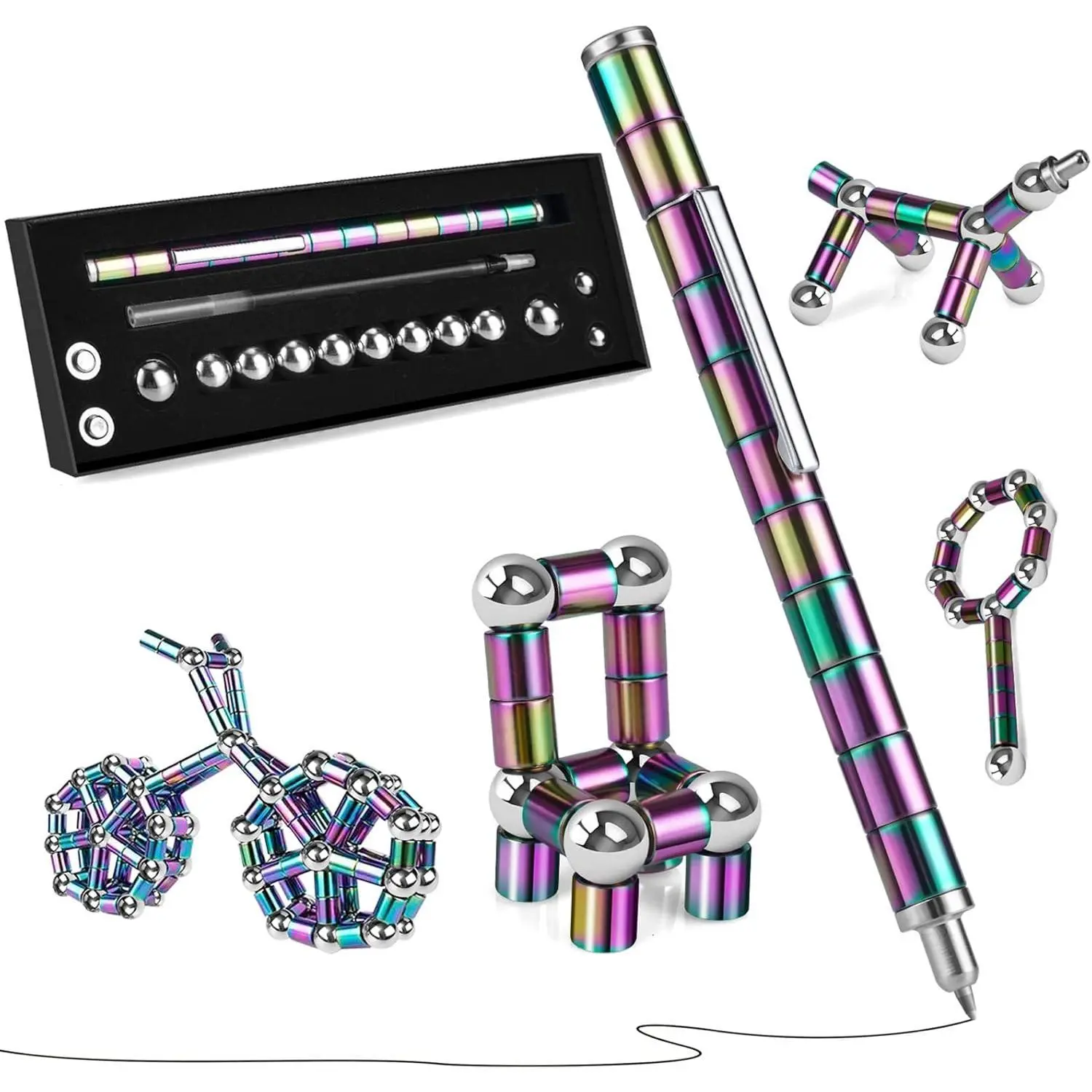 1. ZC Bendable Color Fidget Pen Toy: Sensory EDC Fidgeting Tool for Adults, Cool Gadget for Stress/Anxiety Relief & Killing Time, Novelty Gifts for Teens & Adults