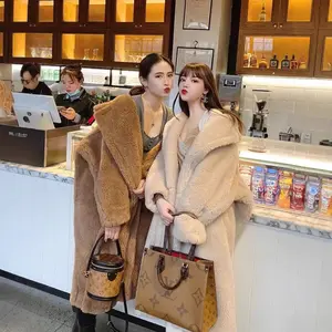 MCollection Fur Teddy Bear Coat Winter Alpaca MidLength