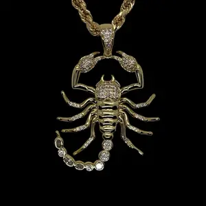 14k Gold Plated Scorpion Cubic Zirconia Necklace - Scorpion Chain- Cadena de Escorpion Oro Laminado