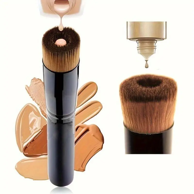 Foundation Brush, 1 Count Flat Top Brush, Face Makeup Brush for Blending Liquid, Cream and Perfect Powder Cosmetics, Buffing, Stippling, Concealer, Synthetic Makeup Brushes