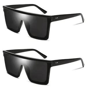 2 Pairs  Shady chic Oversized Sunglasses Mens Womens Flat Top Square Trendy Visor Shades UV400 B2470