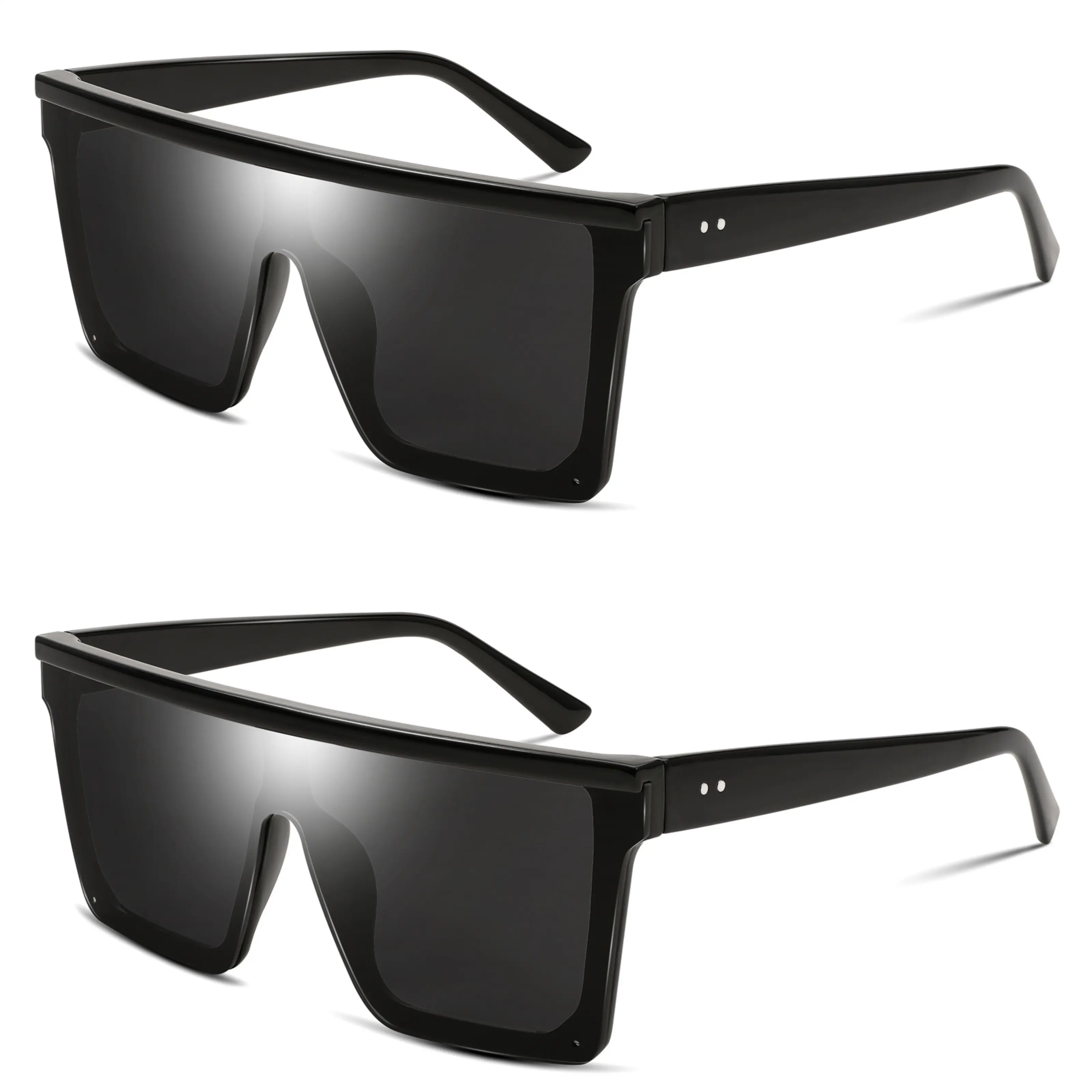 2 Pairs  Shady chic Oversized Sunglasses Mens Womens Flat Top Square Trendy Visor Shades UV400 B2470