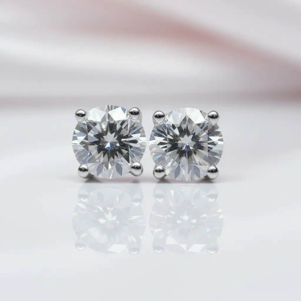 Round-cut Diamond Option 4 Claws Stud Earrings