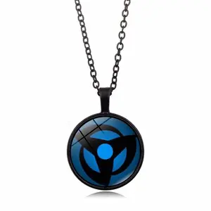 Naruto Sharingan Time Gem Pendant Necklace for Men & Women Fashion Anime Accessories Sweater Chain Jewelry Wholesale Red Eye Design