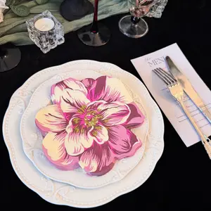 20 Sheets 3D Flower Cut Printed Napkins, Wedding Colorful Paper Towels, Restaurant Decoration Home Use, Party Tableware Supplies