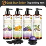 Pjordo Body Massage Oil for Massage Therapy Kit, Lilac, Lavender, Sore Muscle Vanilla Oil with Massage Roller Ball, Relaxing Massage Oils for Pain Relief, Spa Gift Set for Him Her