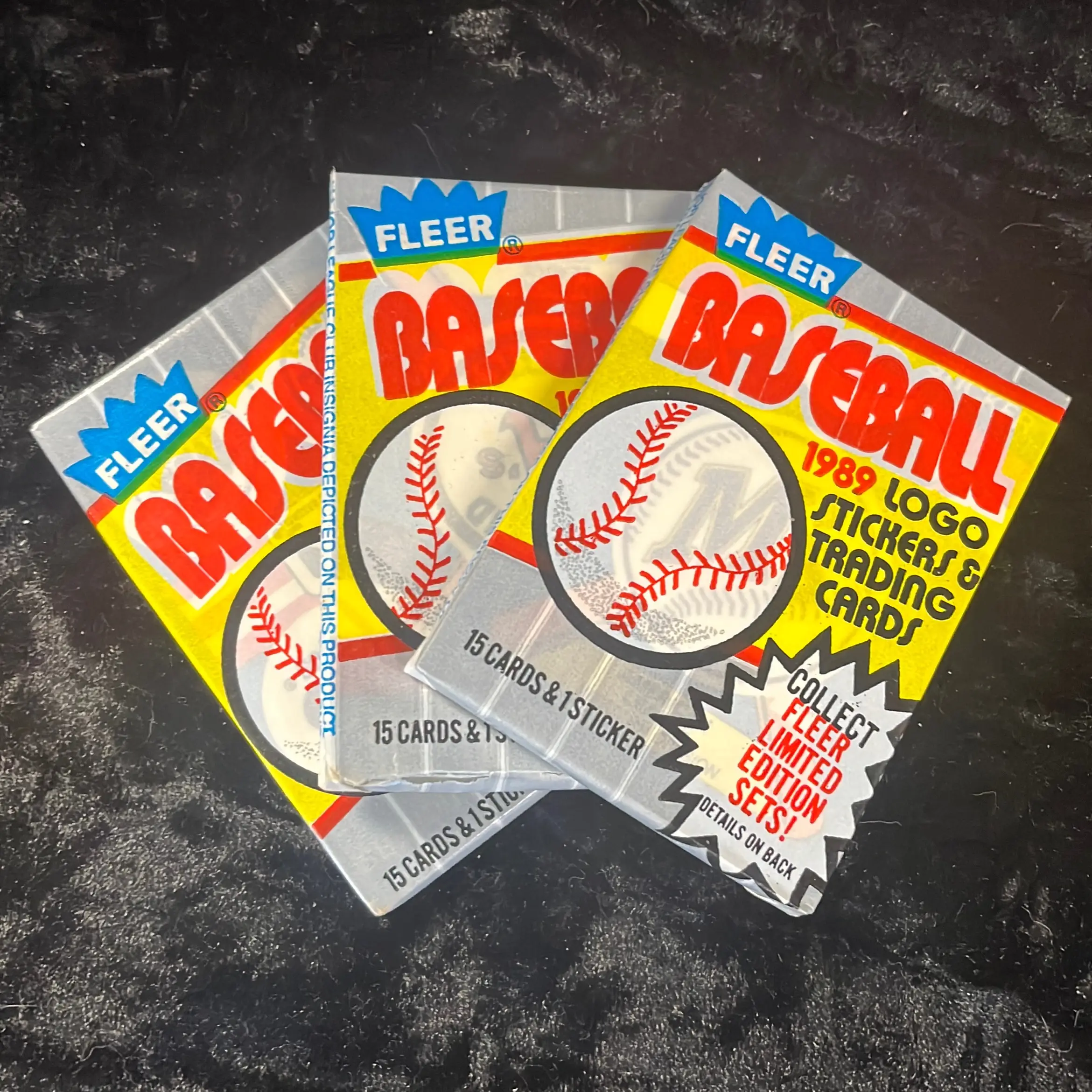 Three Packs of 1989 Fleer Baseball Cards.