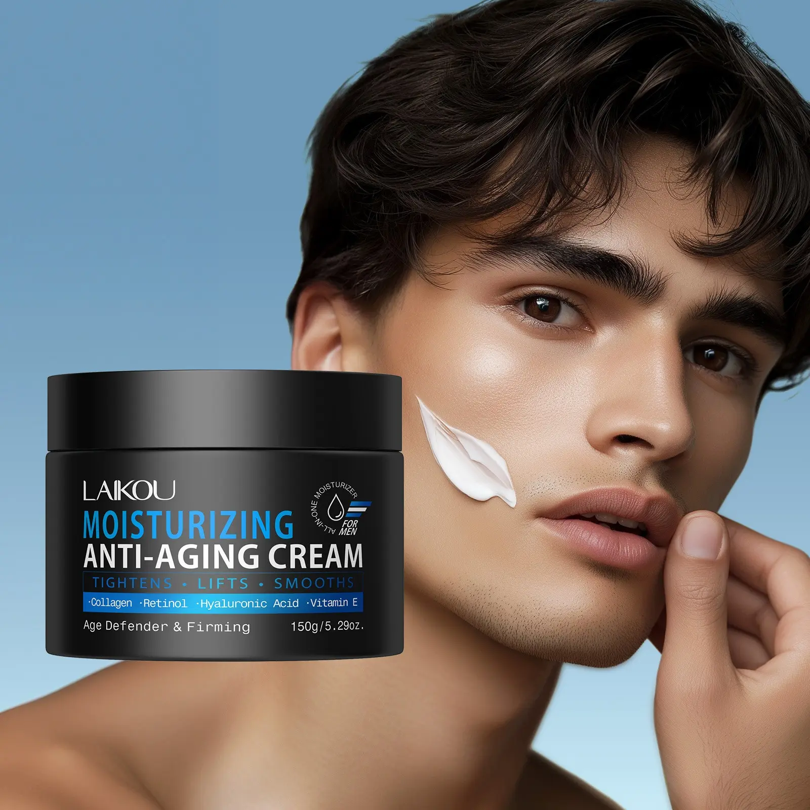150g Men's Hydrating Face Cream, Moisturizing Facial, Gentle Skin Care, All-Day Moisturizing, Reduces Dry Lines, Smoother, Basic Simplified Skincare, Refreshing Lightweight Formula