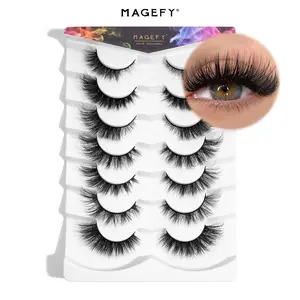 MAGEFY 7 Pairs False Eyelashes, Black Band Mixed Styles Fluffy Wispy Cat Eye & Natural Curl Strip Lashes Set, Soft Lightweight Lashes for Everyday Makeup & Travel