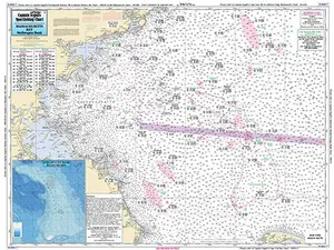 CaptainSegullFishingChart, Offshore/Nearshore Gulf of Maine/Mass Bay, GMM17, Double sided laminated chart showing fishing areas, 19” x 26”