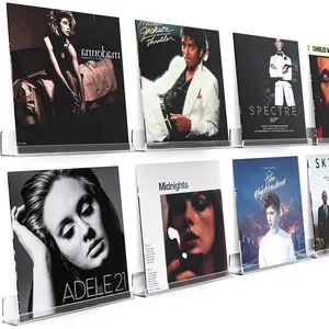 8 Pack Vinyl Record Shelf Wall Mount, 12 inch Album Record Holder Display, Clear Acrylic Floating Shelves for Wall, Suitable for Bedroom, Living Room, Magazine Shelf, Kids Bookshelf, etc