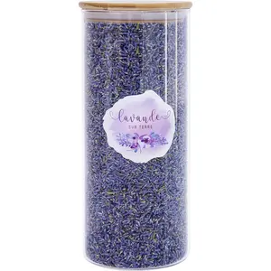 8 Cups Lavender in Large Glass Bottle, Highland Dried Lavender Flower Buds, LV-G-1