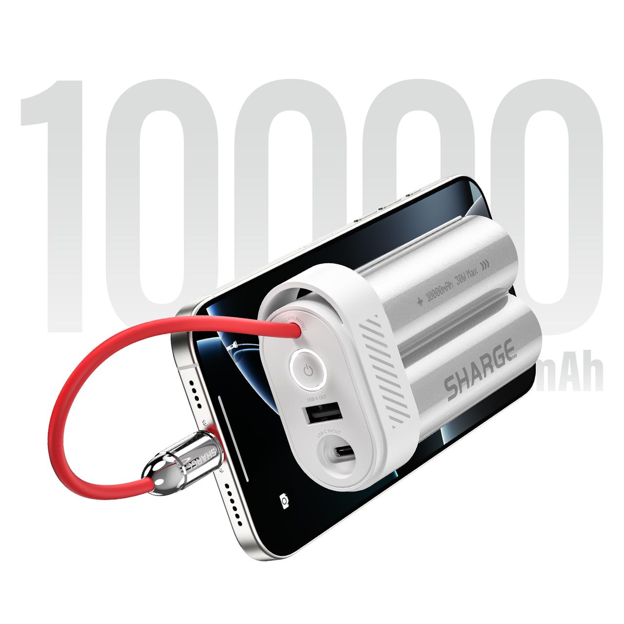 SHARGE Power Bank 10000mAh 30W Portable Charger with Built-in Type C Cable USB-C and USB-A Port Battery Pack for iPhone 17/16/15 Galaxy S25 iPad Pixel 9 SHARGE Power Bank 10000mAh 30W Portable Charger with Built-in Type C Cable USB-C and USB-A Port Battery Pack for iPhone 17/16/15 Galaxy S25 iPad Pixel 9