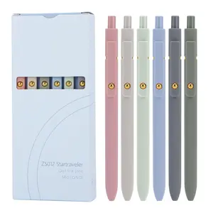 Blue Ink Gel Pens - 6pc Retractable Quick-Drying Barrel Smooth Writing Pens for Daily Use, Aesthetics Gifts for Women and Men