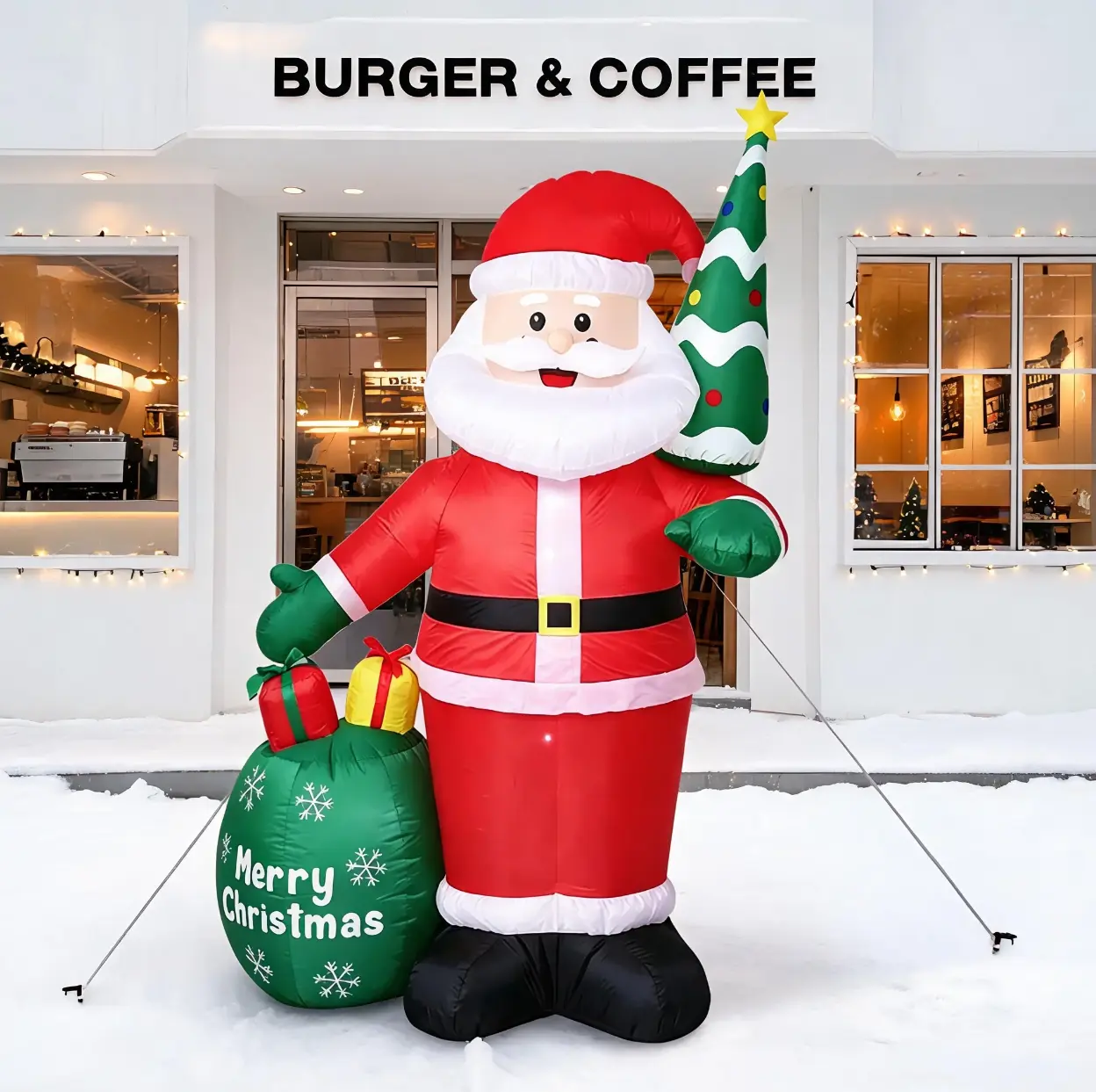 8FT Giant Christmas Inflatable Santa Claus with LED Lights, Outdoor Christmas Yard Decoration, Blow Up Santa Holiday Lawn Decor for Front Yard, Garden, Patio & Christmas Party Ornaments, 8Ft Tall, Santa Figure