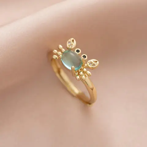 Cute Mini Crab Design Statement Ring, Gold Color Adjustable Rings, Fashion Jewelry for Party, Daily Clothing Decor, Trendy All-match & Exquisite Jewelry for Birthday Gift, Trendy Jewellery Accessories, Beautiful Rings