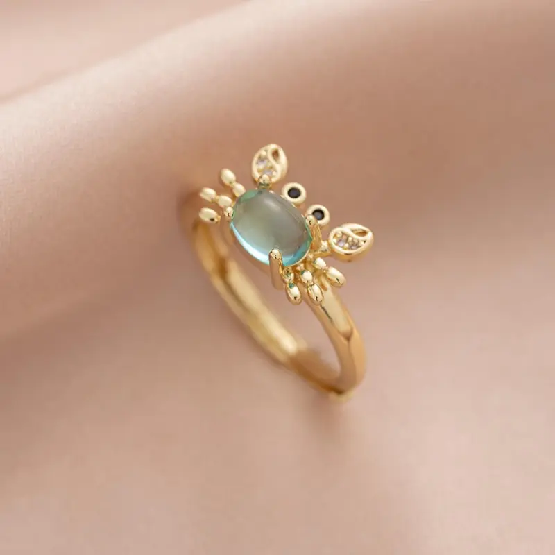 Cute Mini Crab Design Statement Ring, Gold Color Adjustable Rings, Fashion Jewelry for Party, Daily Clothing Decor, Trendy All-match & Exquisite Jewelry for Birthday Gift, Trendy Jewellery Accessories, Beautiful Rings