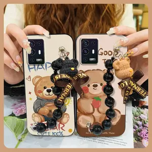 Skin-friendly feel soft case Phone Case For ZTE Axon A31 5G Waterproof Black pearl pendant silicone Cartoon Simplicity Bear bracelet Anti-knock protective case cute
