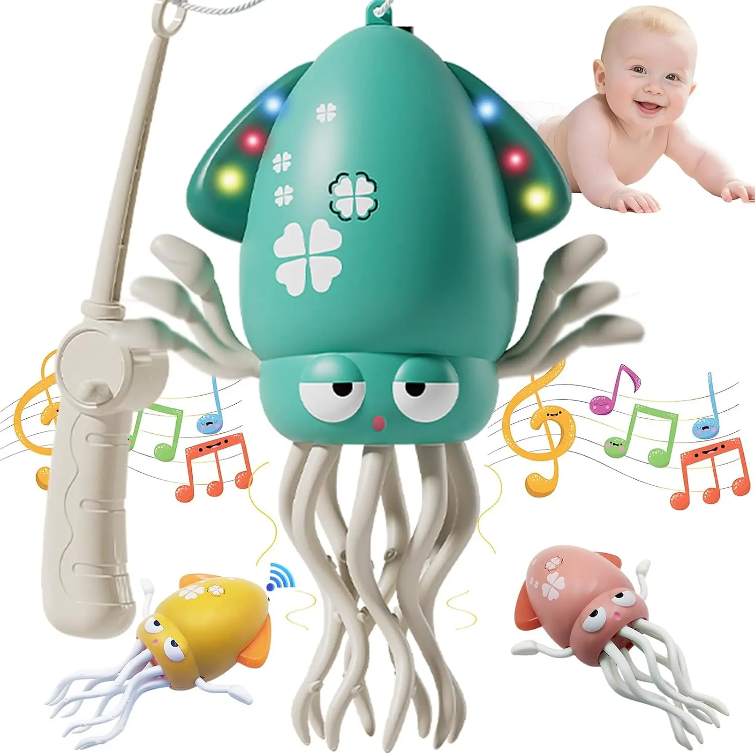 Electric Crawling Dancing Octopus Toy for Walking Baby Boy Girl 0-6 6-12 12-18 Months, Infant Tummy Time Musical Magic Dancing Squid Toy for 3 4 5 6 7 8 9 10 11 12 Toddler 1st Birthday Gift