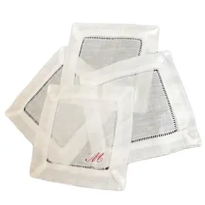 Embroidered Napkins personalized Linen cocktail napkins