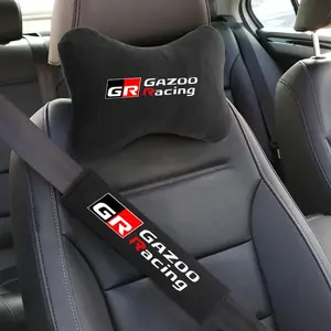 Car Seat Headrest Rest Neck Pillow Cushion Seat Belt Shoulder Pad For Toyota GR Sport Gazoo Racing Supra Yaris 86 Corolla RAV4 Avensis Prado Prius Accessories Decoration