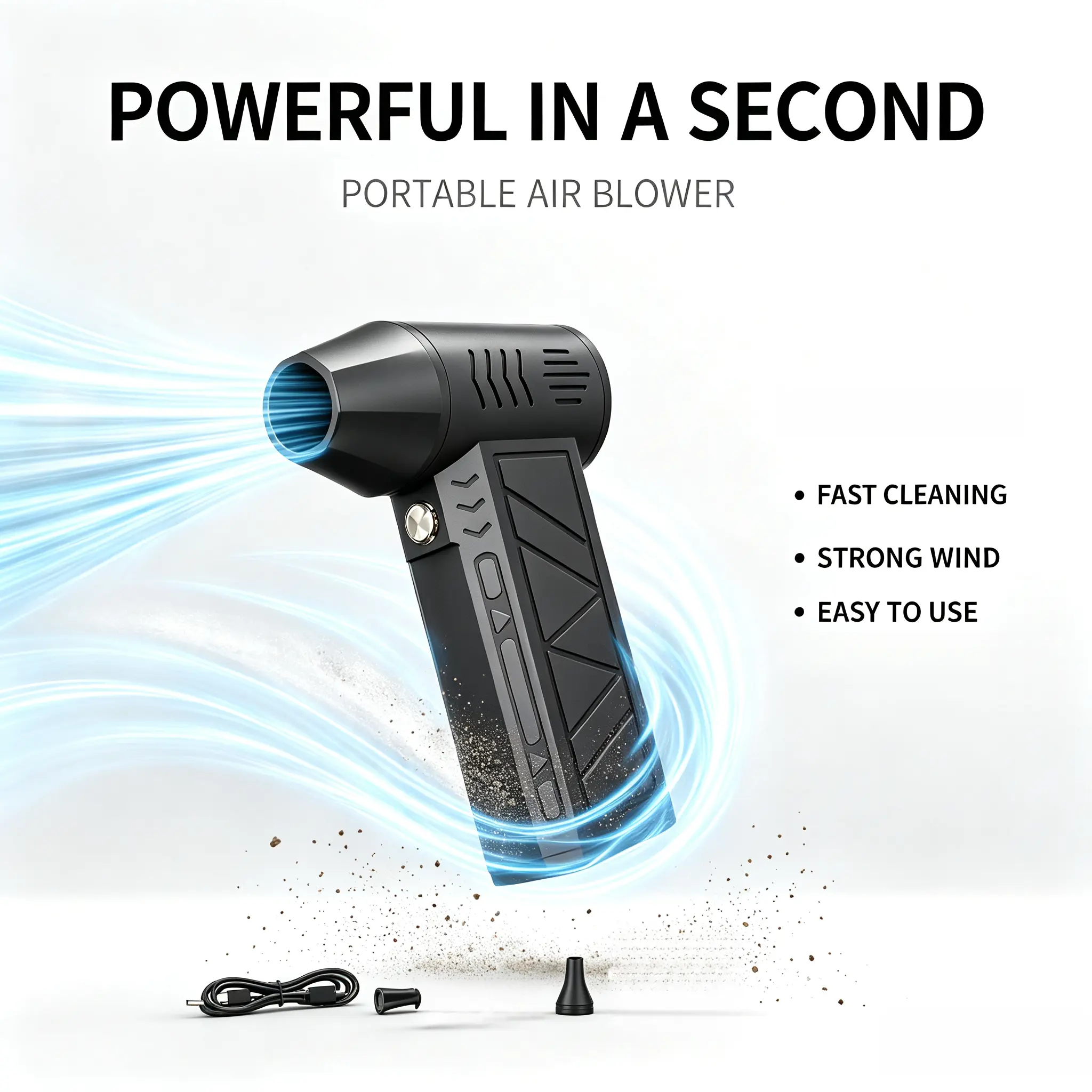 Handheld Compact Turbofan Air Duster Blower - Dual-Power Supply Car Interior Care Tool for Car Gap Dust, Gaming Equipment Cleaning