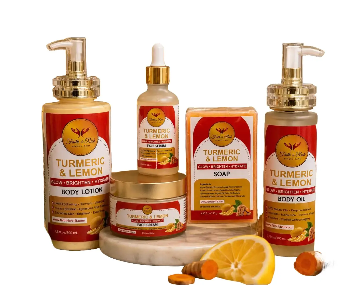 Faith & Rich Turmeric & Lemon Brightening Body Lotion Body Care Moisturizers Acne Skin Repair Body Care