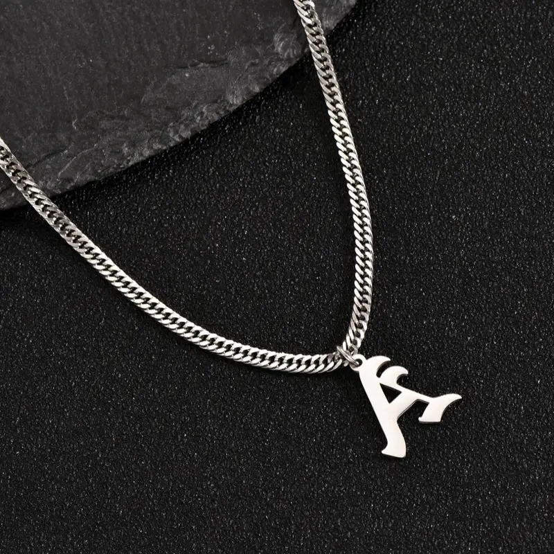 Simple Letter Charm Pendant Necklace for Women, Stainless Steel Jewelry for Party, Daily Clothing Decor, Trendy All-match Jewelry for Birthday Gift, Alphabet Detail Pendant, Stainless Steel Necklaces